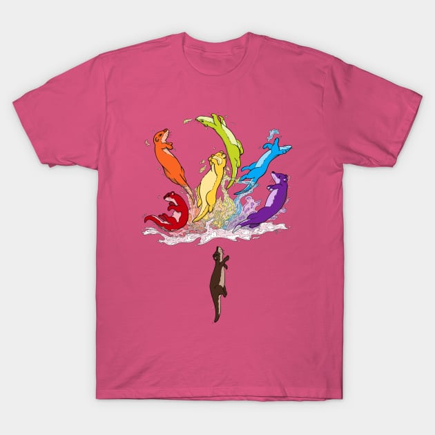 Rainbow Otters T-Shirt by ArtByLGG